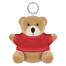 Orsetto peluche con portachiavi e T-Shirt colore rosso MO8253-05