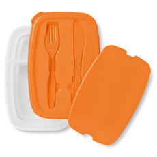 Porta pranzo con 2 comparti e porta posate colore arancio MO8518-10