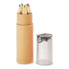 Set 6 matite colorate in contenitore con temperino colore grigio trasparente