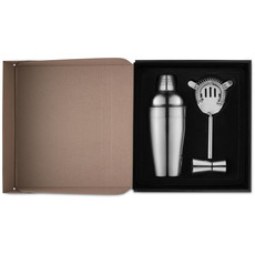 Set cocktail con shaker misurino e filtro in acciaio colore argento lucido