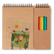 Set per colorare con quaderno e 6 disegni colore beige MO8769-13