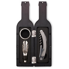 Set vino in confezione a forma di bottiglia colore nero