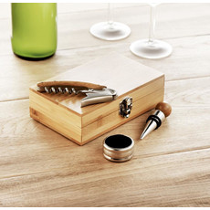 Set vino in scatola di bamboo colore legno