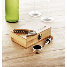 Set vino in scatola di bamboo colore legno