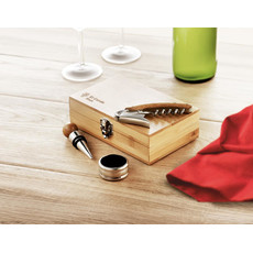 Set vino in scatola di bamboo colore legno