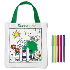 Shopper in cotone colorabile con 5 pennarelli colore bianco