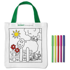 Shopper in cotone colorabile con 5 pennarelli colore bianco