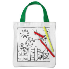 Shopper in cotone colorabile con 5 pennarelli colore bianco