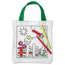 Shopper in cotone colorabile con 5 pennarelli colore bianco