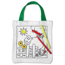 Shopper in cotone colorabile con 5 pennarelli colore bianco