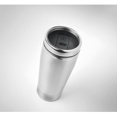 Tazza con doppia parete e tappo in PP nero colore argento opaco