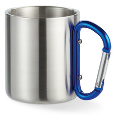 Tazza con moschettone in acciaio con doppio strato colore blu MO8313-04