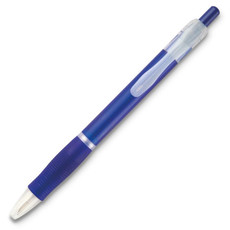 Penna a sfera a scatto con impugnatura in gomma colore blu trasparente KC6217-23