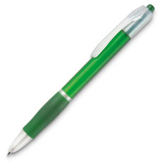 Penna a sfera a scatto con impugnatura in gomma colore verde trasparente KC6217-24