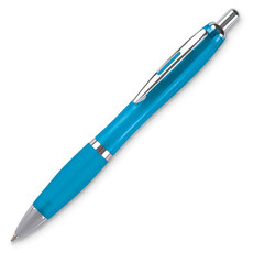 Penna a sfera in ABS con rifiniture in silver colore turchese