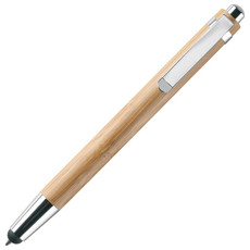 Penna a sfera in ABS e bamboo con punta touch colore legno MO8052-40