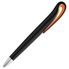 Penna twist in ABS a forma di cigno nero colore arancio MO8793-10