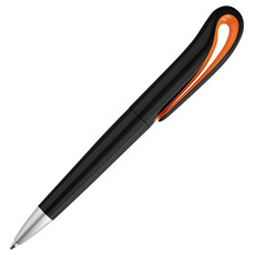 Penna twist in ABS a forma di cigno nero colore arancio