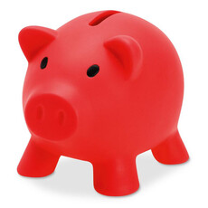 Salvadanaio maialino in pvc con tappo in gomma colore rosso MO8132-05