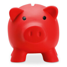 Salvadanaio maialino in pvc con tappo in gomma colore rosso
