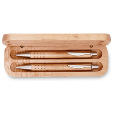 Set penna e matita in astuccio di legno colore legno