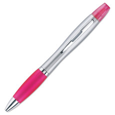 2in1 penna ed evidenziatore con impugnatura in gomma colore fucsia MO7440-38