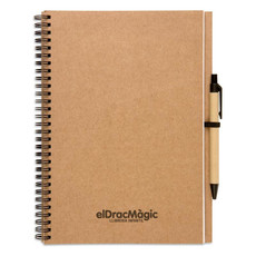Blocnotes in carta riciclata con penna a sfera in cartone colore beige