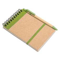 Blocnotes in carta riciclata con penna ecologica colore lime IT3789-48
