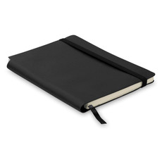 Notebook a righe in PU A5 con 80 pagine e tasca sul retro colore nero MO9108-03