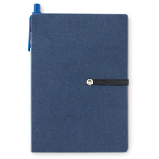 Notebook in carta riciclata con post it e penna ecologica colore blu