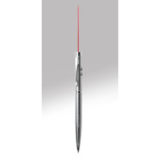 Penna a sfera con puntatore laser in confezione di legno colore argento