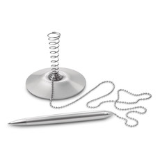 Penna a sfera in ABS con base e corda colore argento opaco