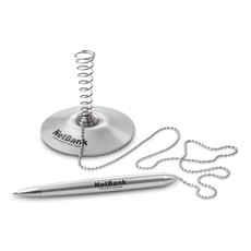 Penna a sfera in ABS con base e corda colore argento opaco