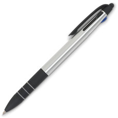 Penna in ABS con 3 inchiostri di colori diversi colore argento