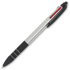 Penna in ABS con 3 inchiostri di colori diversi colore argento
