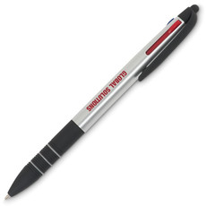 Penna in ABS con 3 inchiostri di colori diversi colore argento