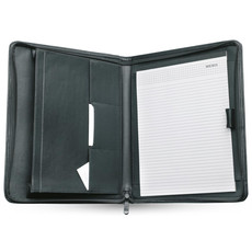 Porta blocnotes A4 a zip con scomparti e porta penne colore nero