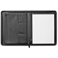 Porta blocnotes A4 a zip con scomparti e porta penne colore nero