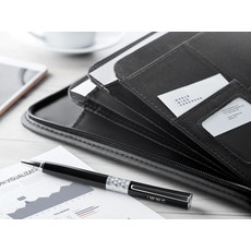 Portablocco A4 con zip con 4 scomparti e porta biglietti colore nero