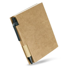 Quaderno in cartone riciclato e penna blu ecologica colore nero