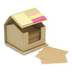 Set memo a forma di casetta con post it e memo pad colore beige
