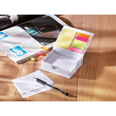 Set memo pad colorati e 100 fogli neutri in confezione colore bianco
