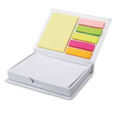 Set memo pad colorati e 100 fogli neutri in confezione colore bianco