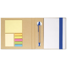 Set scrittura con note memopad e penna ecologica colore blu royal MO8183-37