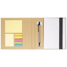 Set scrittura con note memopad e penna ecologica colore nero MO8183-03