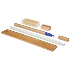 Set scrittura in astuccio di cotone e juta colore beige