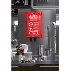 Coperta antincendio in fibra di vetro confezionata colore rosso