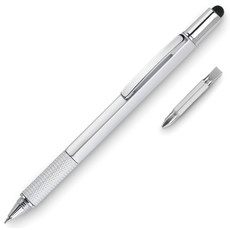 Penna touch in ABS con righello livella e cacciavite colore argento opaco