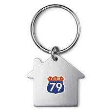 Portachiavi a forma di casa in metallo colore argento opaco