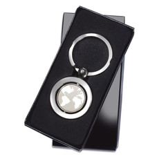 Portachiavi a forma mondo in confezione nera colore argento